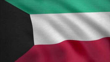 Kuwait Flag. Kuwait Country flag animation waving in the breeze close-up. Background Seamless Looping Animation video