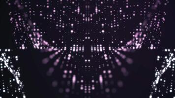 Moving Particle animation background. Flowing light dots on purple background. Concept of space video