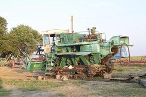 Combine harvesters. Agricultural machinery. photo