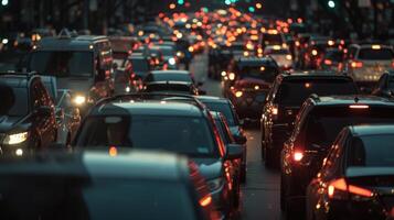 AI generated running late for work stuck in traffic jam work overload in city life photo