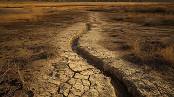 AI generated a dry cracked earth landscape from hot sun Global Warming photo