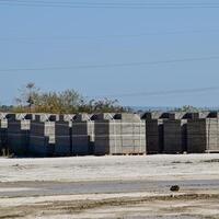 Cinder blocks, which lie in the bays. Storage cinder block photo