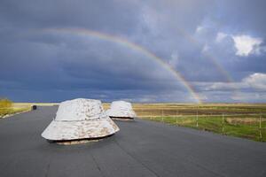 Rainbow, view from the roof of the building. Ventilation outlets photo