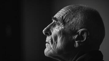 AI generated black and White Old Men looking into the distance acceptance of change photo