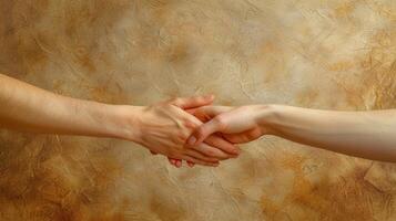 AI generated An artistic depiction of intertwining hands, symbolizing the bond between two souls photo