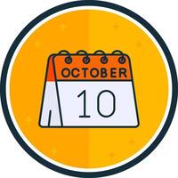 10 de octubre lleno verso icono vector
