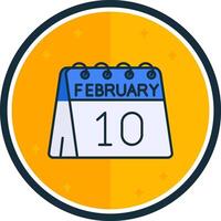 10 de febrero lleno verso icono vector