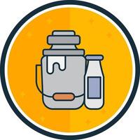 Leche lleno verso icono vector