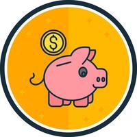 cerdito banco lleno verso icono vector