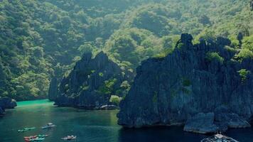 Aerial view of the rocks of Miniloc Island video