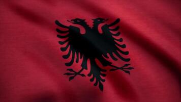 Albanië nationaal vlag. realistisch vlag van Albanië golvend in de wind video