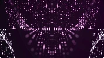 Moving Particle animation background. Flowing light dots on purple background. Concept of space video