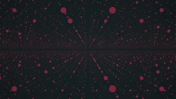 Dots on a grid surface moving and twisting from order to chaos. Dots disperse into space. Plexus fantasy abstract technology, data, engineering motion background. Dots field rotating video