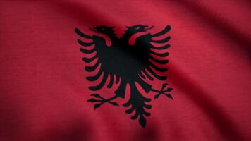 Albanië nationaal vlag. realistisch vlag van Albanië golvend in de wind video