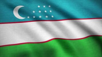 Realistic beautiful Uzbekistan flag. Waving national flag of Uzbekistan video