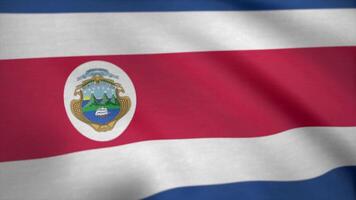 Flag of Costa Rica gently waving in the wind. Costa Rica Country flag animation. Seamless loop video