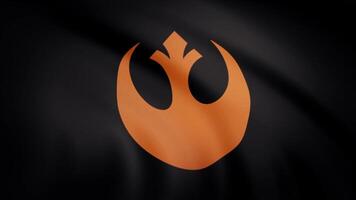 Star Wars. Rebel Alliance flag is waving on transparent background. Close-up of waving flag with Rebel Alliance logo, seamless loop. Editorial animation video