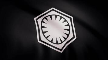 Star Wars. Stormtrooper flag is waving on transparent background. Close-up of waving flag with Stormtrooper logo, seamless loop. Editorial animation video