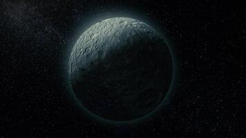 animation de Voyage vers mimas Satellite, Saturne lune, dans le univers. ligne droite chariot une façon de mimas video