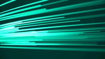 bellissimo leggero fotoni in esecuzione veloce verde colore. digitale design concetto. loop animazione di raggiante Linee video