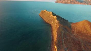 Aerial view of island. Shot. Beautiful sandy island. Ocean, sky, sea video