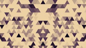 Abstract background loop of colored triangles in a geometric pixelated mosaic tile pattern. Abstract random geometric polygon background video