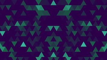 Abstract background loop of colored triangles in a geometric pixelated mosaic tile pattern. Abstract random geometric polygon background video