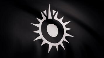 étoile guerres. noir Soleil drapeau est agitant sur transparent Contexte. fermer de agitant drapeau avec noir Soleil logo, sans couture boucle. éditorial animation video