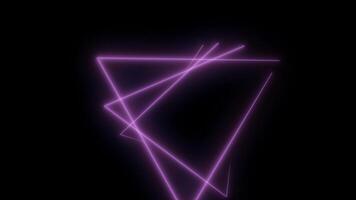 Abstract neon polygons in black space. Lasers lines moving in a circle video