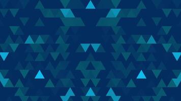 Abstract background loop of colored triangles in a geometric pixelated mosaic tile pattern. Abstract random geometric polygon background video