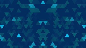 Abstract background loop of colored triangles in a geometric pixelated mosaic tile pattern. Abstract random geometric polygon background video