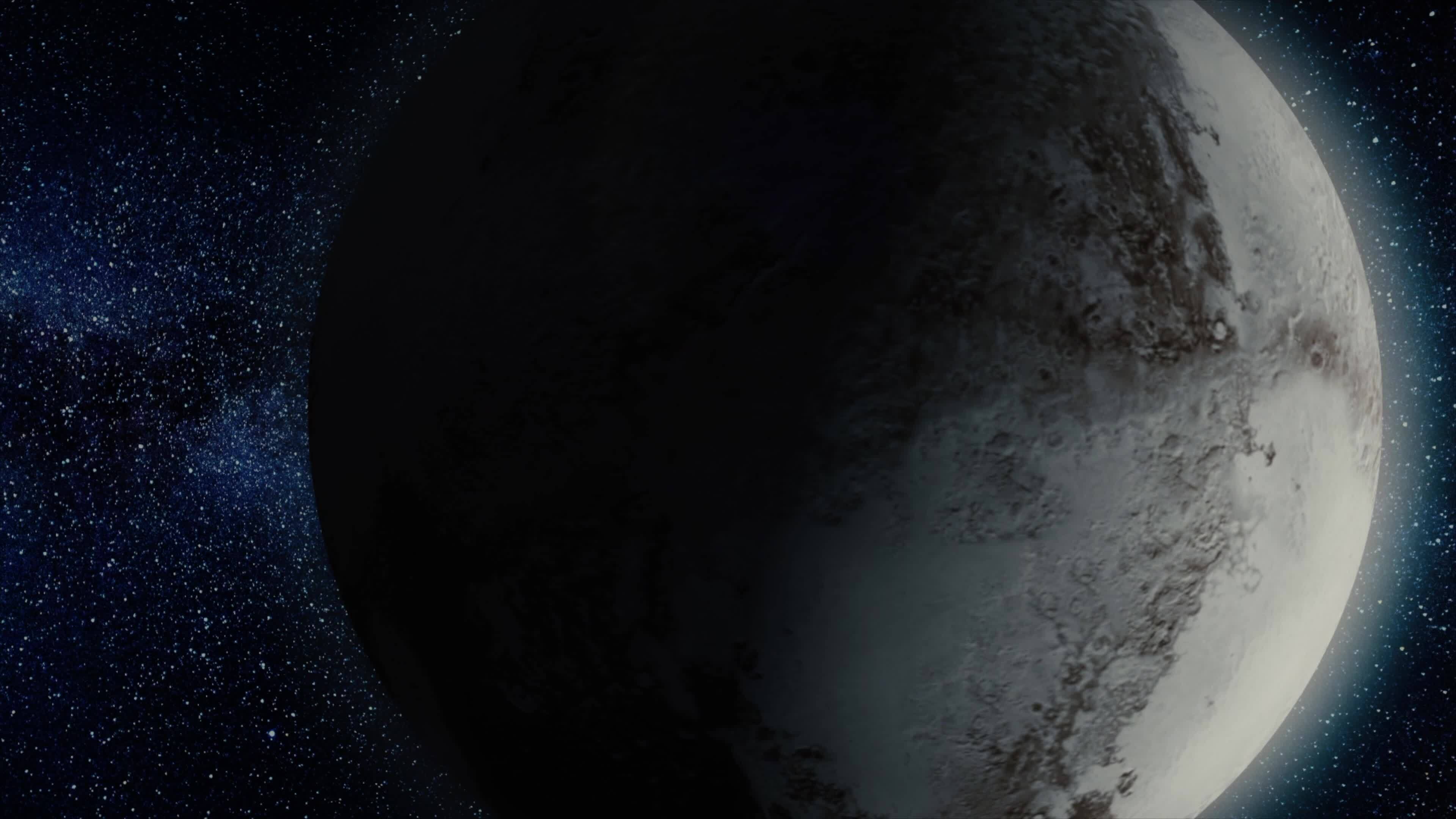 Pluto. Beautiful 3d animation of The Pluto rotates with