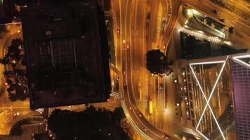 Top view interchange of a city at night. Stock. Important infrastructure in city. Top view of the traffic at night video