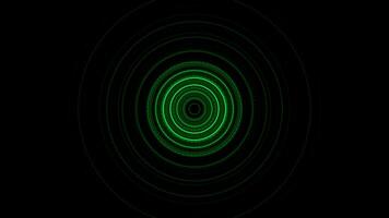Futuristic video animation with particle stripe object and lights in motion. Circular glow animation