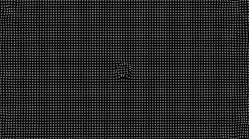 Ripples made of spheres and wire frame net. Animation of moving wireframe covered with shiny spheres. Ripple waves in space animation video
