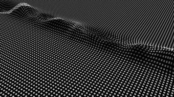 Ripples made of spheres and wire frame net. Animation of moving wireframe covered with shiny spheres. Ripple waves in space animation video