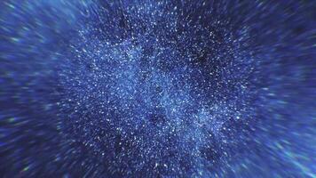 simulato spazio volo attraverso sparpagliato grande stelle. esterno spazio con grande cluster di stelle video