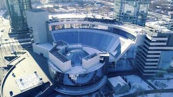 Top view of the building with dome roof. Framing in the dome structure ceiling video