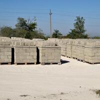 Cinder blocks, which lie in the bays. Storage cinder block photo