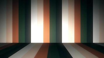 Abstract background with animation of moving colorful stripes on walls and floor. Animation of seamless loop. Abstract animation of colored floor and wall video