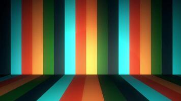 Abstract background with animation of moving colorful stripes on walls and floor. Animation of seamless loop. Abstract animation of colored floor and wall video