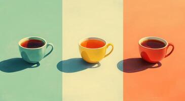 AI generated three different cups of organic tea photo