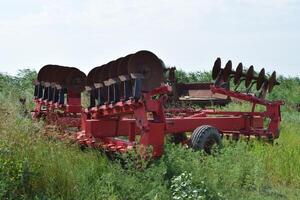 Disk harrow. Agricultural machinery photo