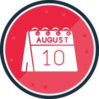 10 de agosto glifo verso icono vector