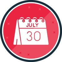 30 de julio glifo verso icono vector