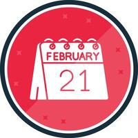 21 de febrero glifo verso icono vector