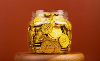 Saving gold in a glass bottle Invest in high value gold gold market gold stocks photo