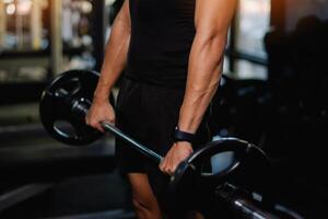 Exercise with dumbbells Lift weights to build strong arm muscles, an activity for good physical health. photo