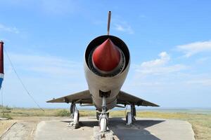 Museum copy of the aircraft. Monument of fighter aircraft. photo