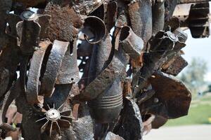 Monument of mines, grenades, bullets and shell fragments. To remember descendants of the horrors of war. The Great Patriotic War photo